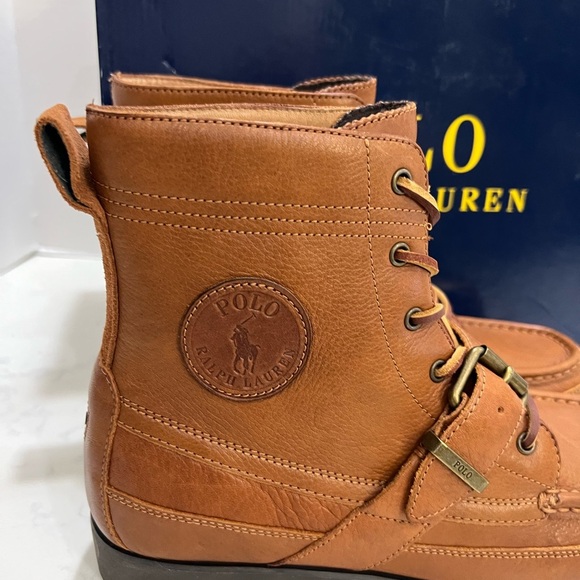 Polo by Ralph Lauren Tan Moc-Toe Boots Durable Sole - Picture 7 of 14